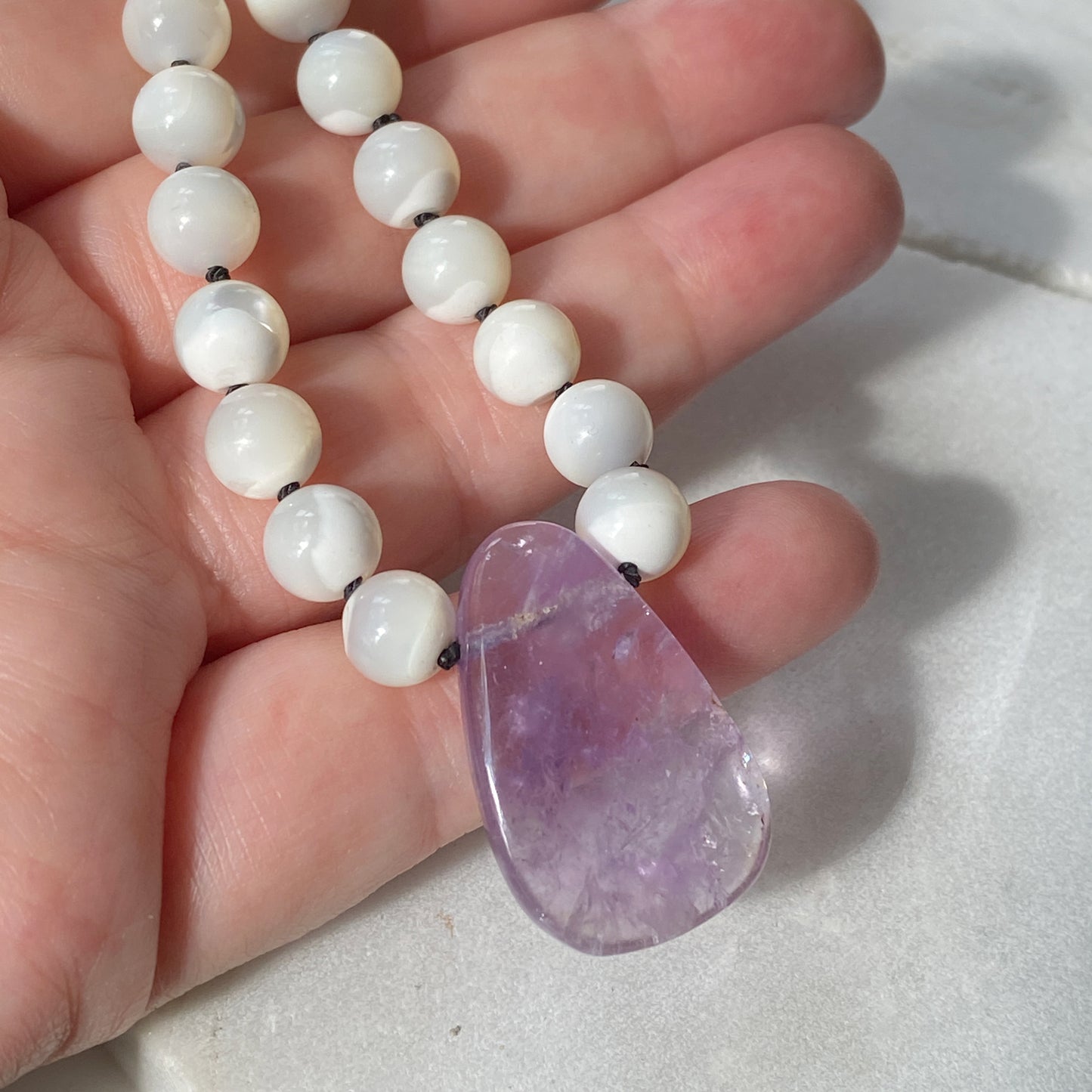 Amethyst and Mother Of Pearl Necklace