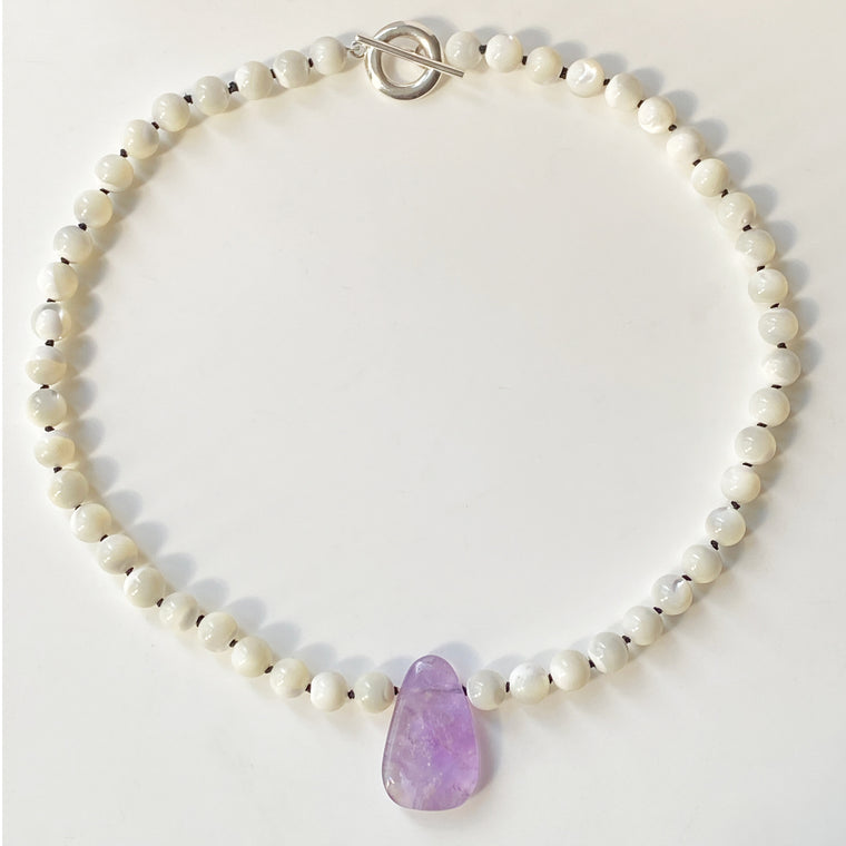 Amethyst and Mother Of Pearl Necklace