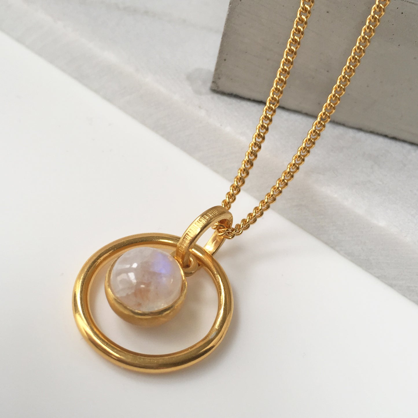 Orb Moonstone Gold Pendant