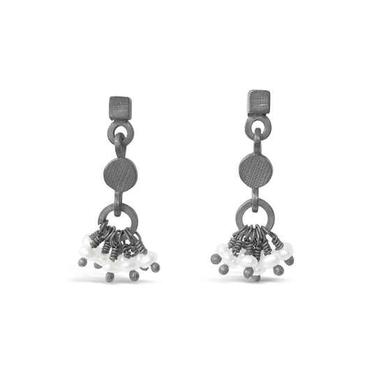 Pearl Drop Earrings Oxidised