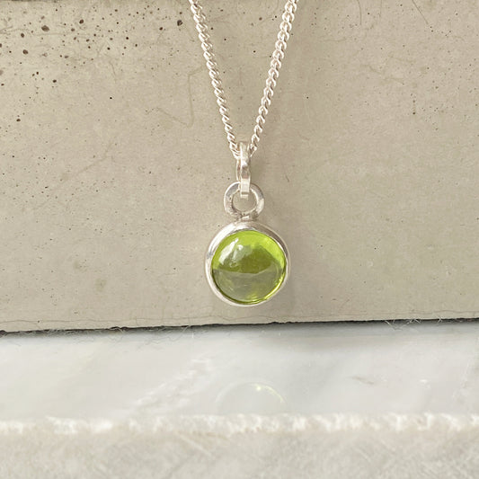 Birthstone Orb Peridot Silver Pendant