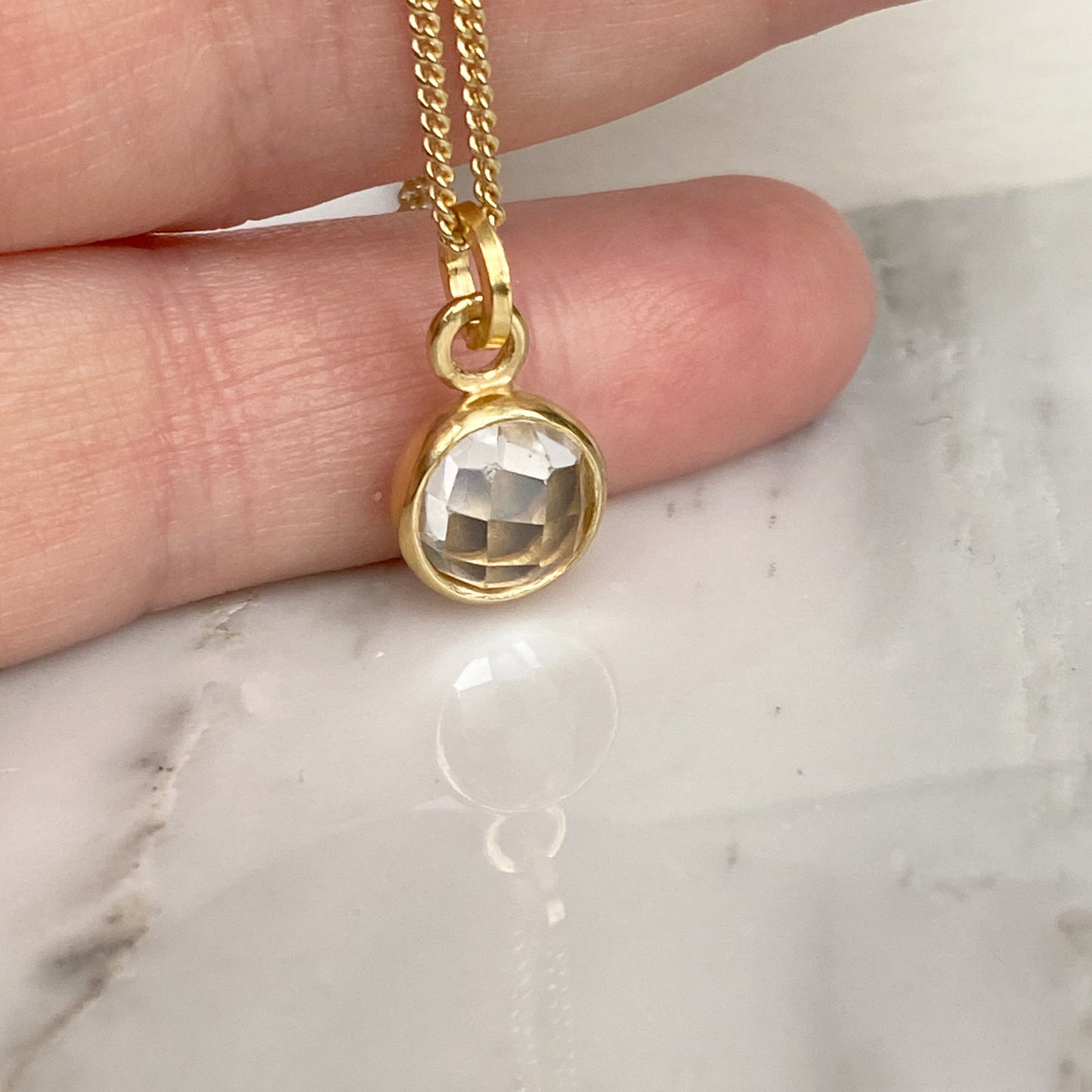 Birthstone Orb Rock Crystal Gold Pendant