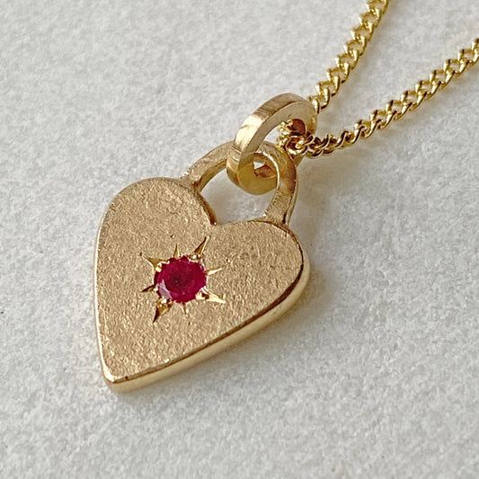 Ruby Gold Heart Pendant