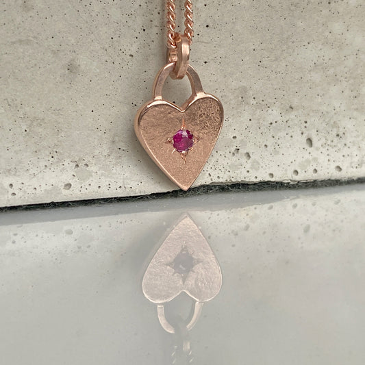 Ruby Rose Gold Heart Pendant