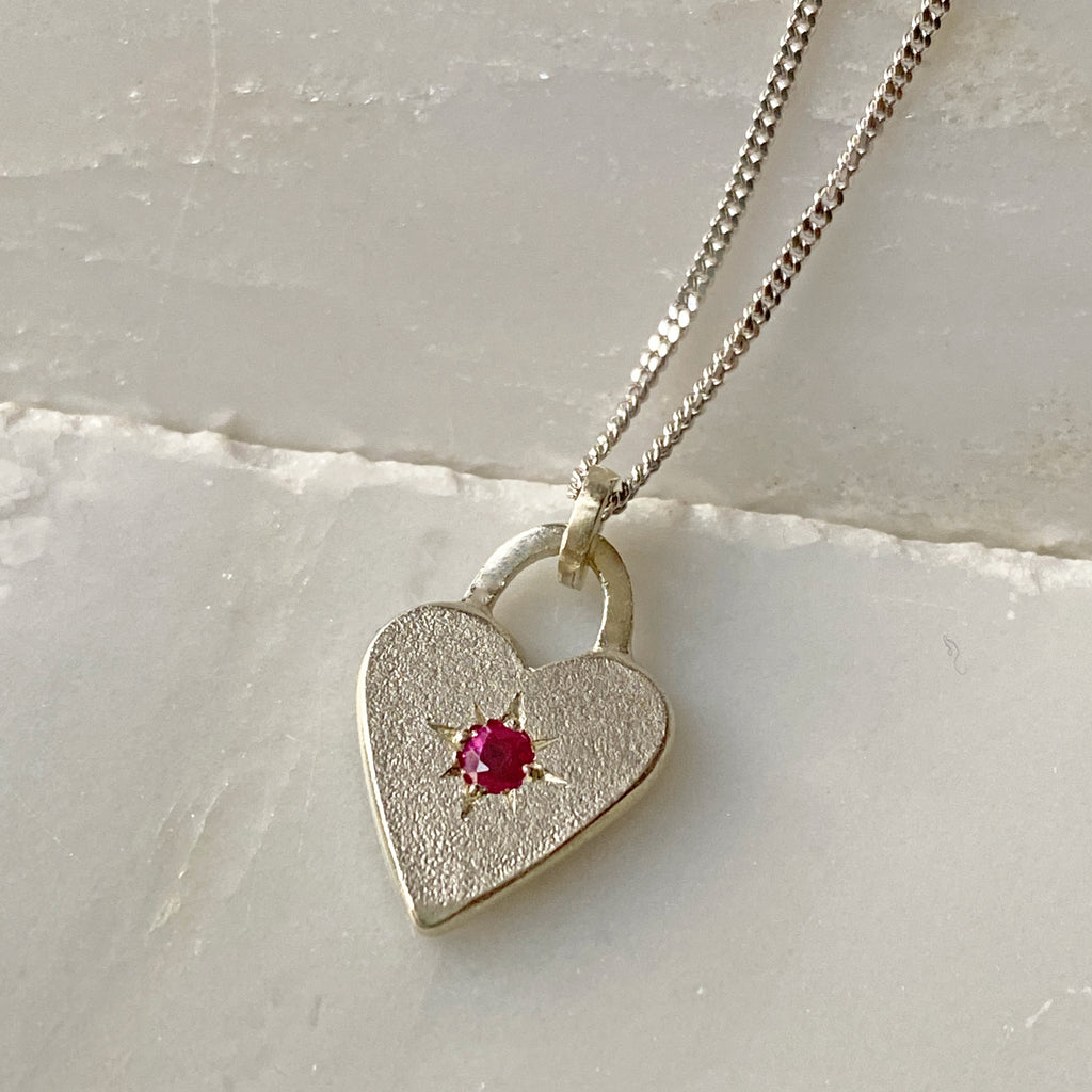 Ruby Heart White Gold Pendant