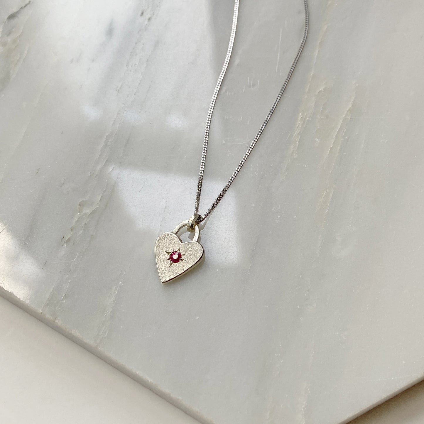 Ruby Heart White Gold Pendant