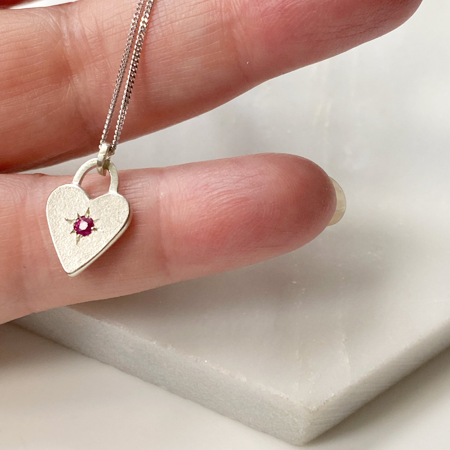 Ruby Heart White Gold Pendant