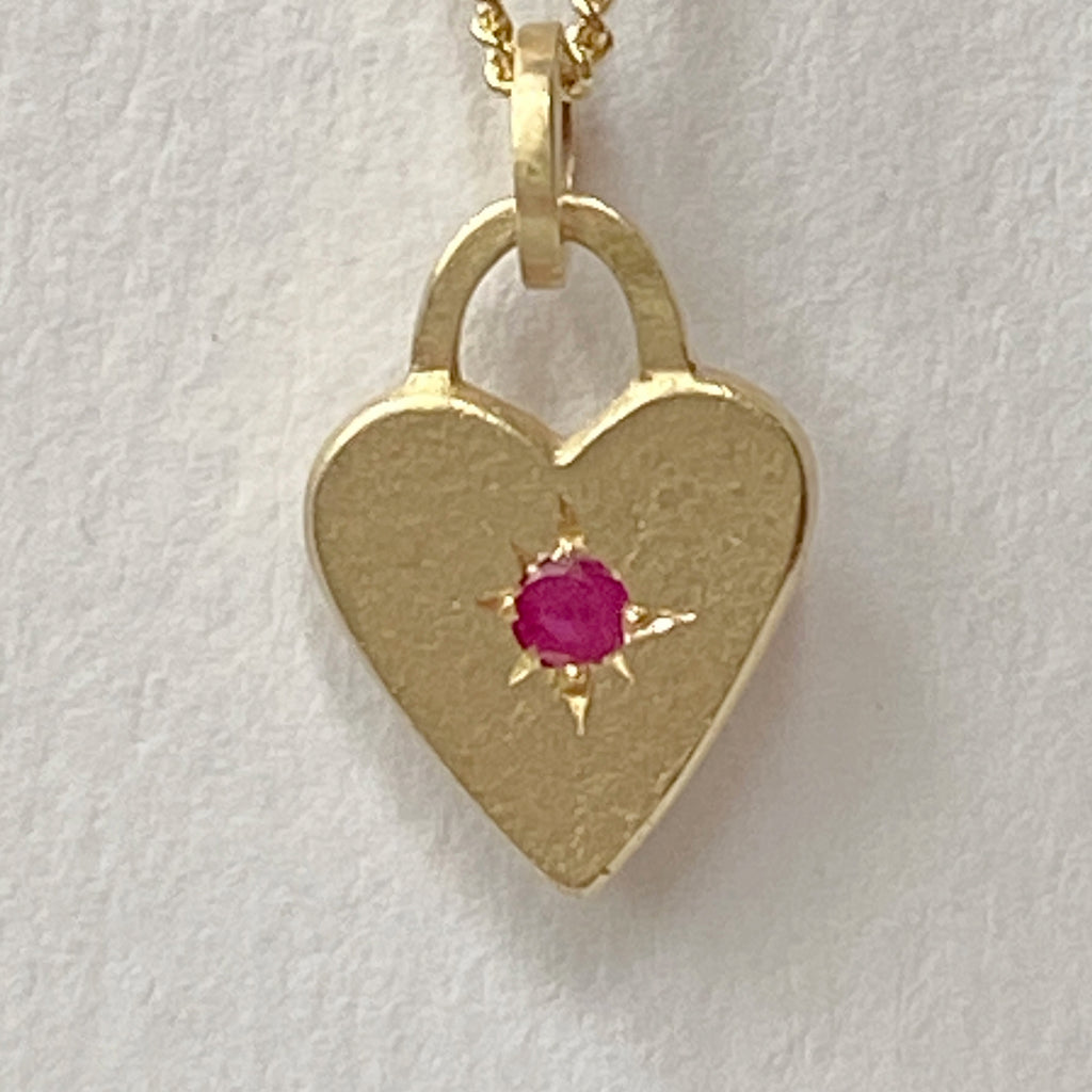 Ruby Gold Heart Pendant