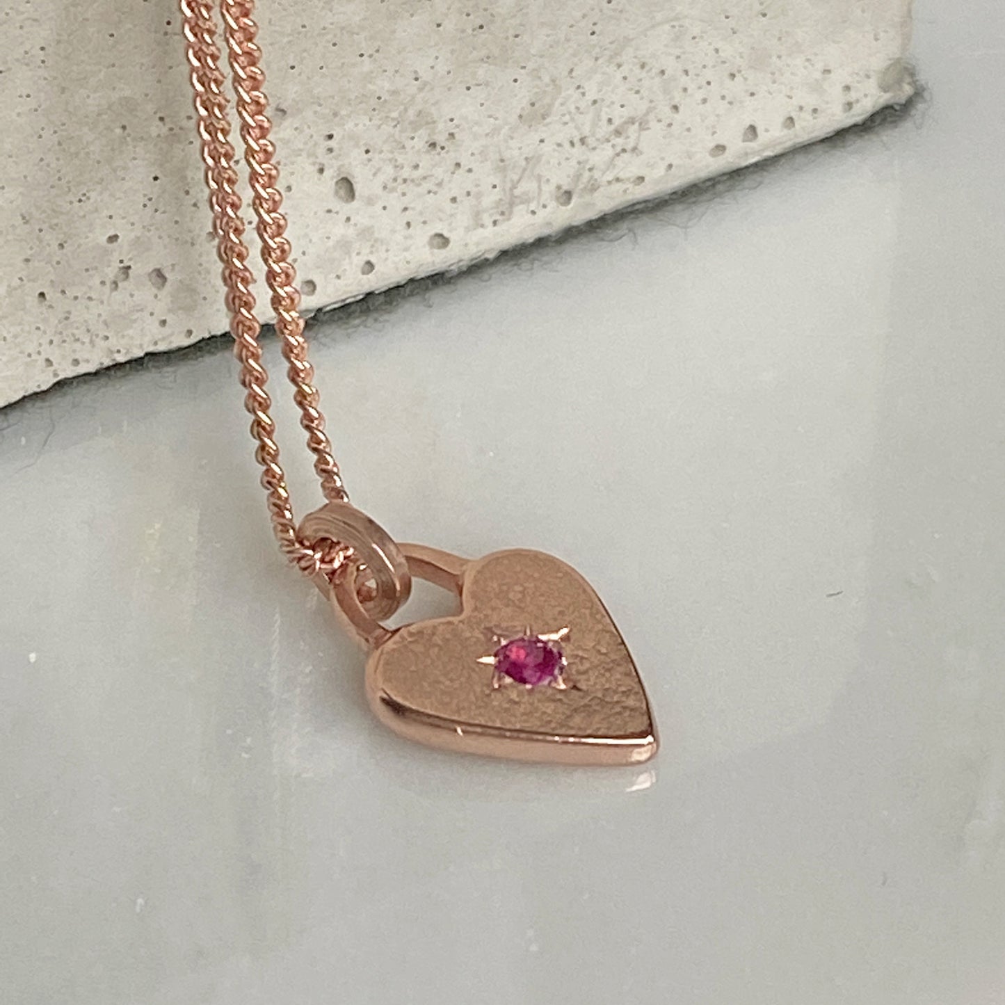 Ruby Rose Gold Heart Pendant