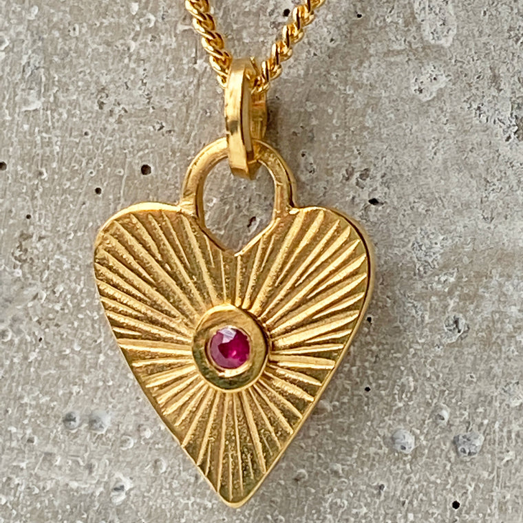 Ruby Heart Gold Pendant