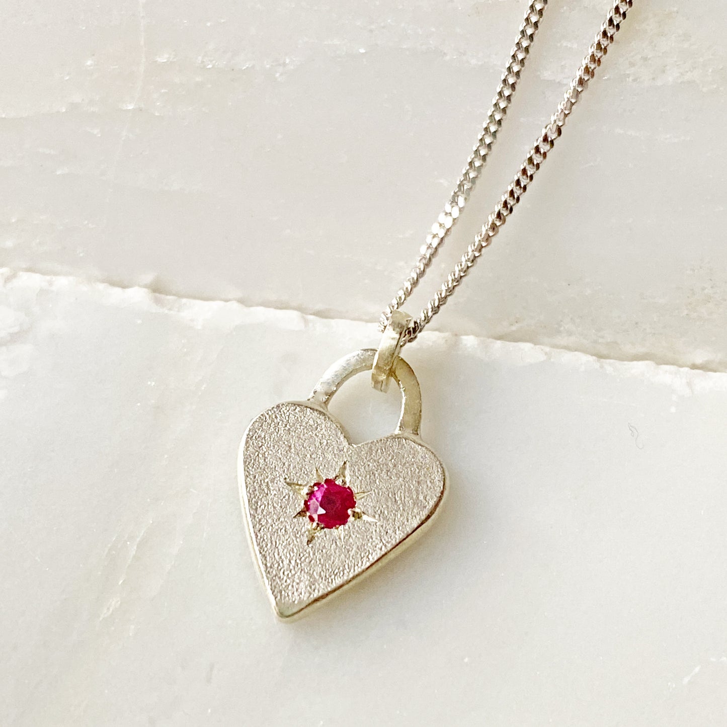 Ruby Heart White Gold Pendant