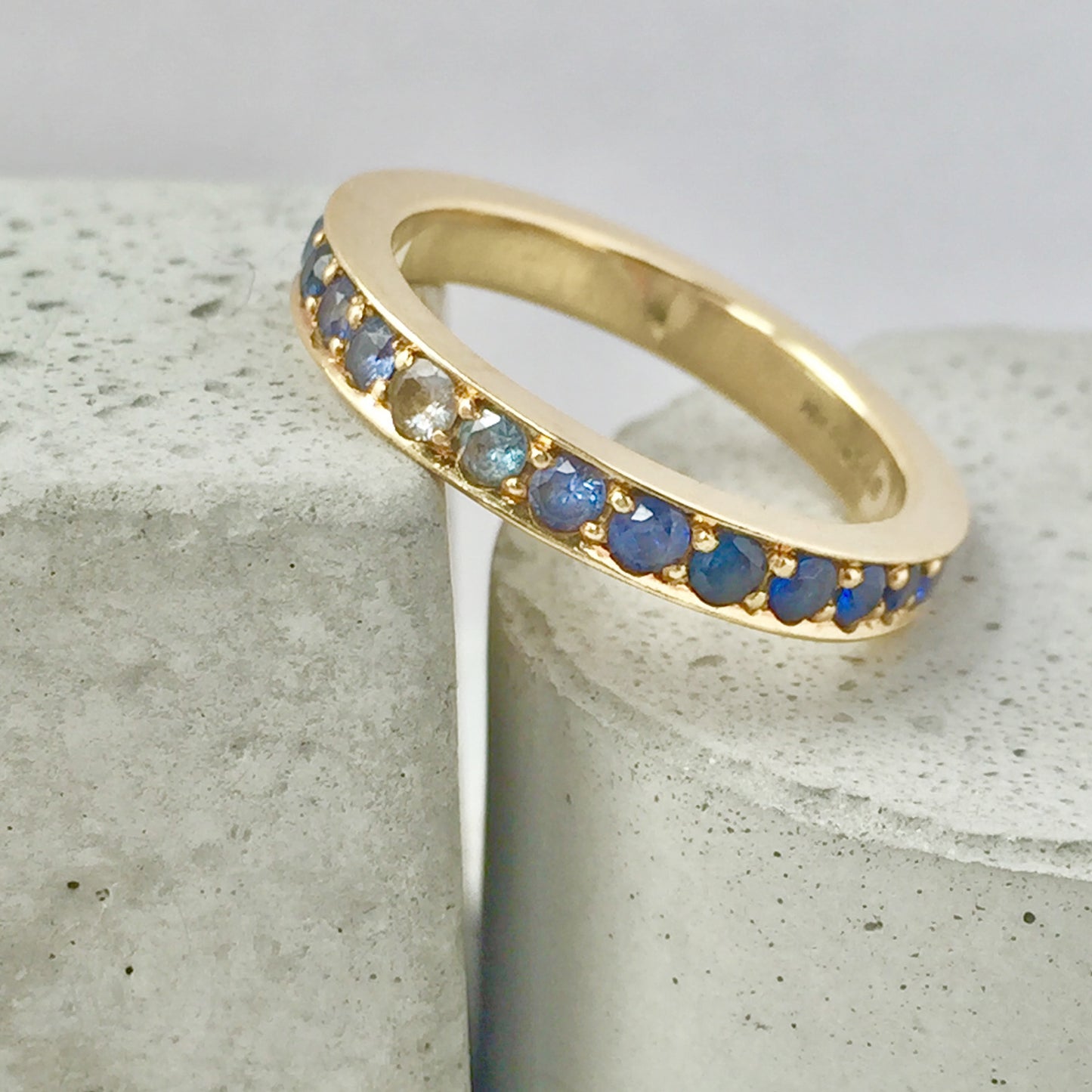 Blue Sapphire Eternity Ring Yellow Gold