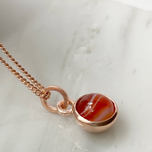 Birthstone Orb Sardonyx Rose Gold Pendant