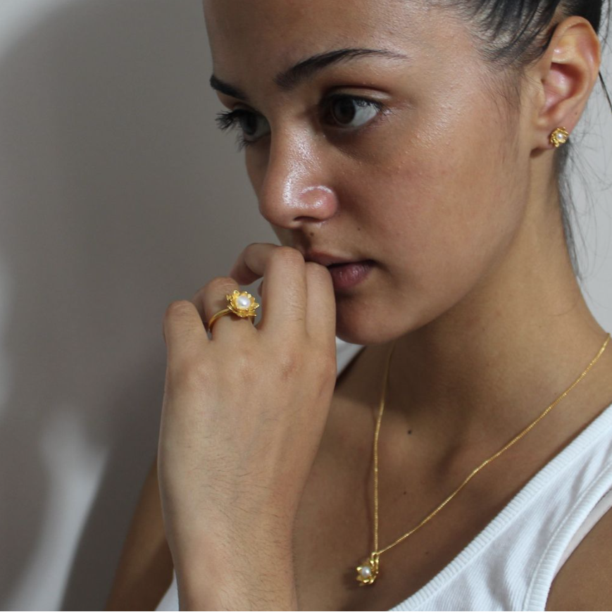 Lotus Earrings in Rose Gold
