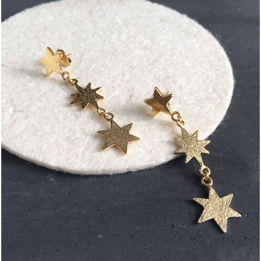 Star Drop Earrings in Gold