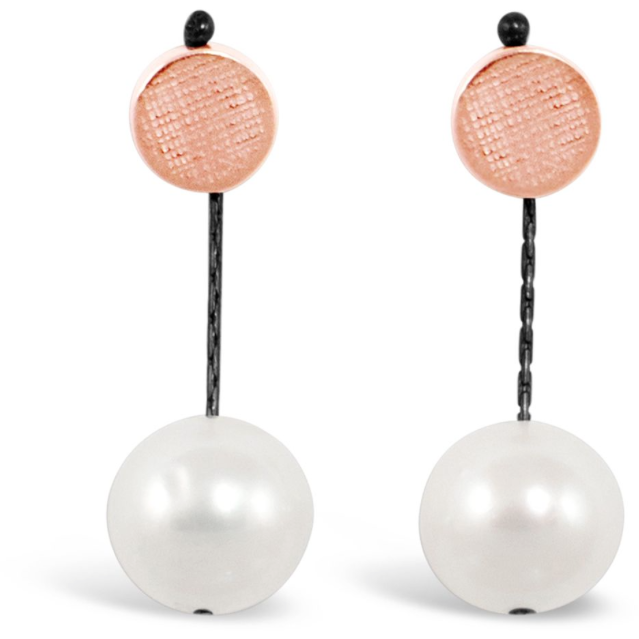 Dot Pearl Earring in Rose Gold