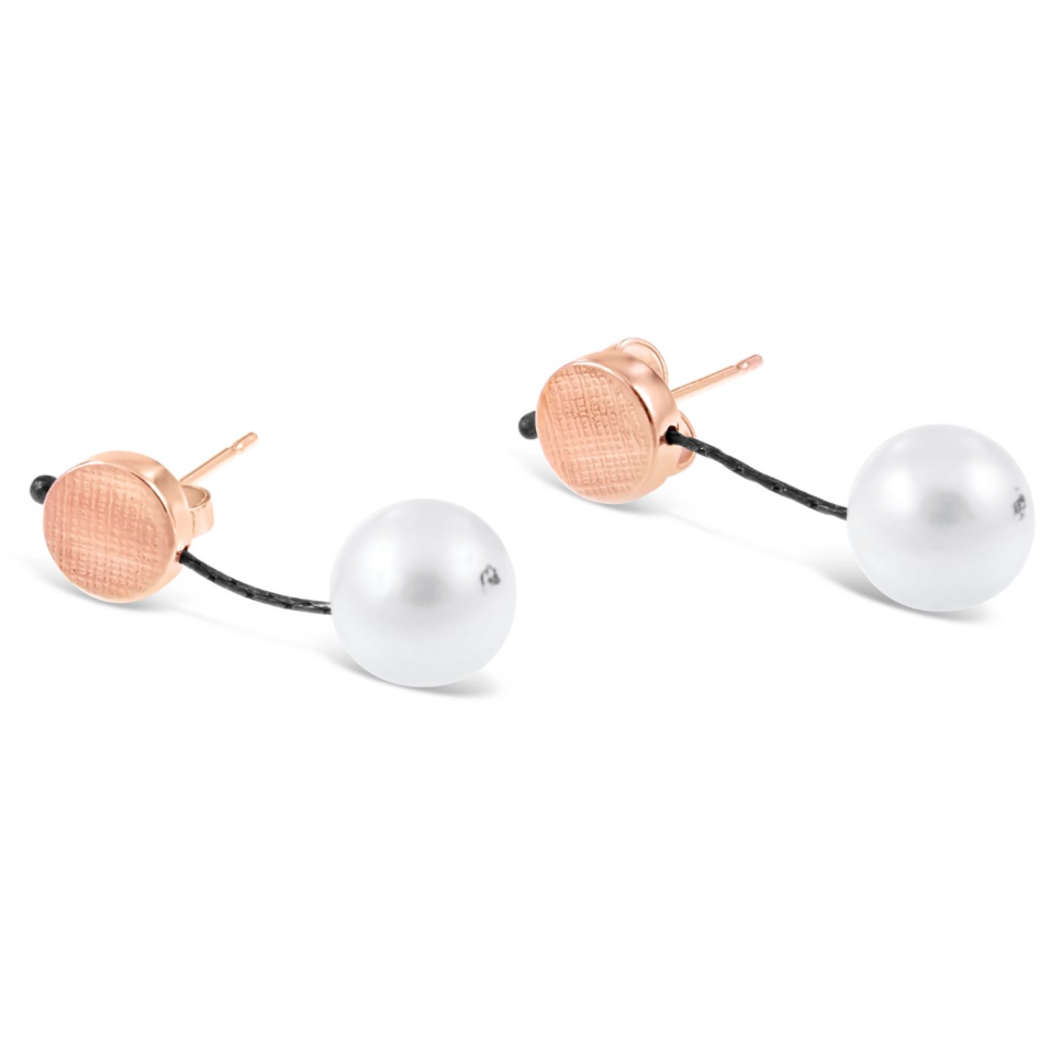 Dot Pearl Earring in Rose Gold