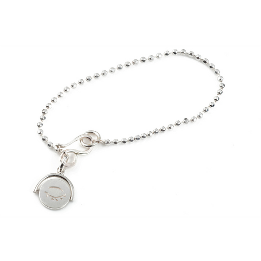 Winking Eye Spinning Silver Bracelet