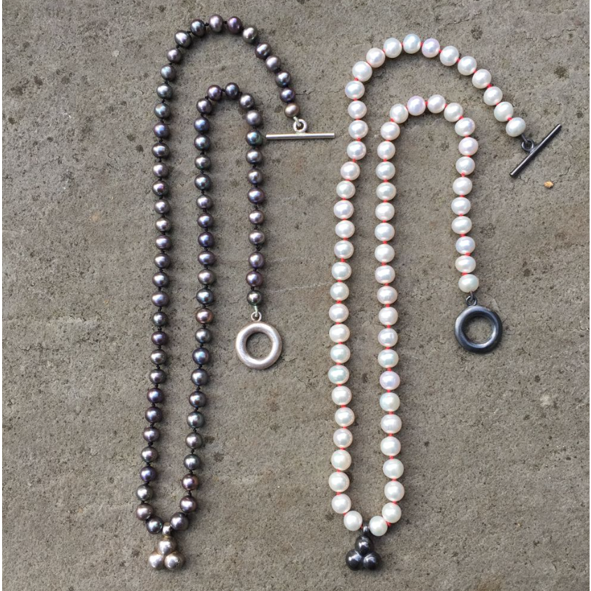 Grey Pearl Necklace with Money Charm