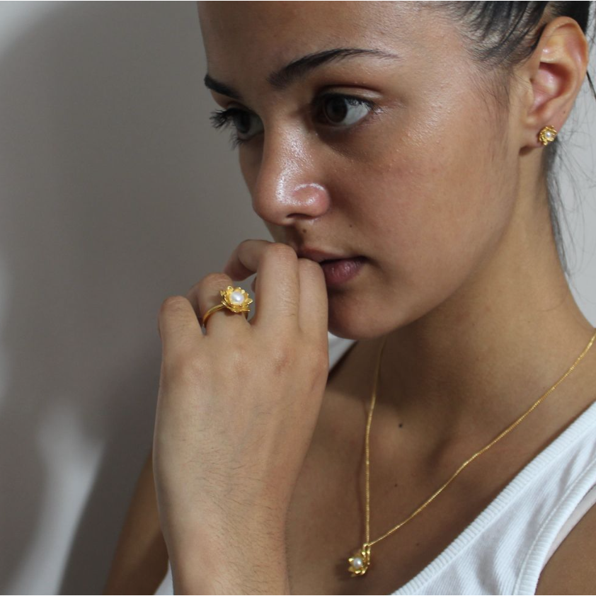Lotus Flower Pendant in Rose Gold
