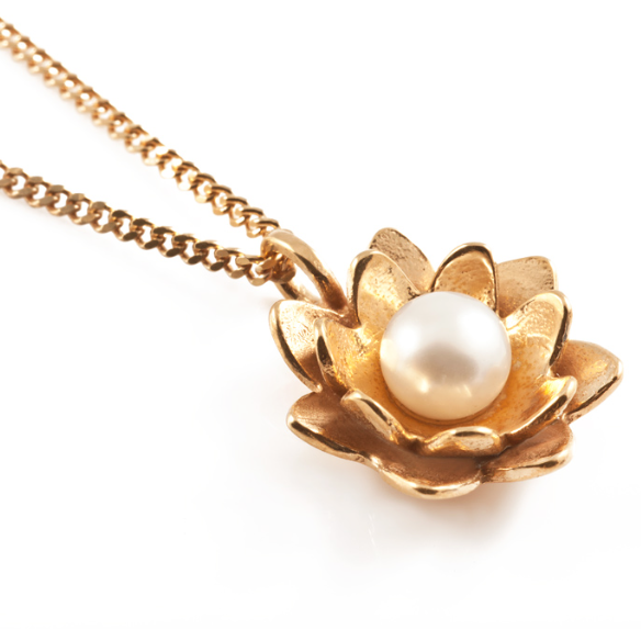 Lotus Flower Pendant in Gold