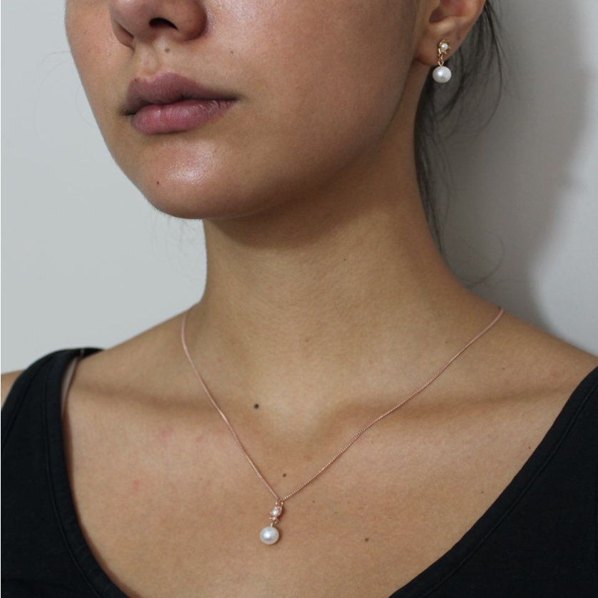 Pearl Star Drop Pendant in Silver