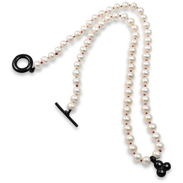 White Pearl Knotted Necklace
