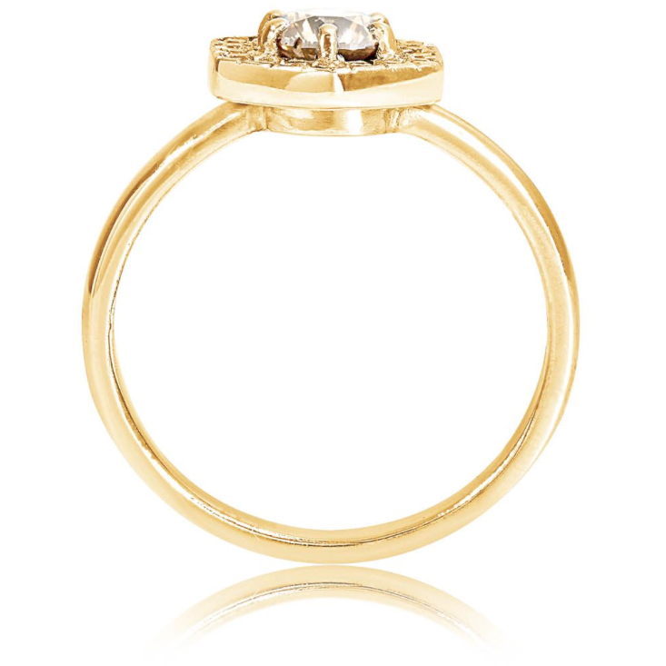 Hexagonal Diamond Ring in Gold