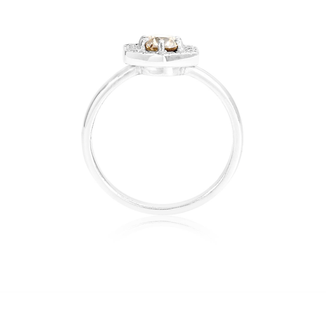 Hexagonal Diamond Ring in White Gold