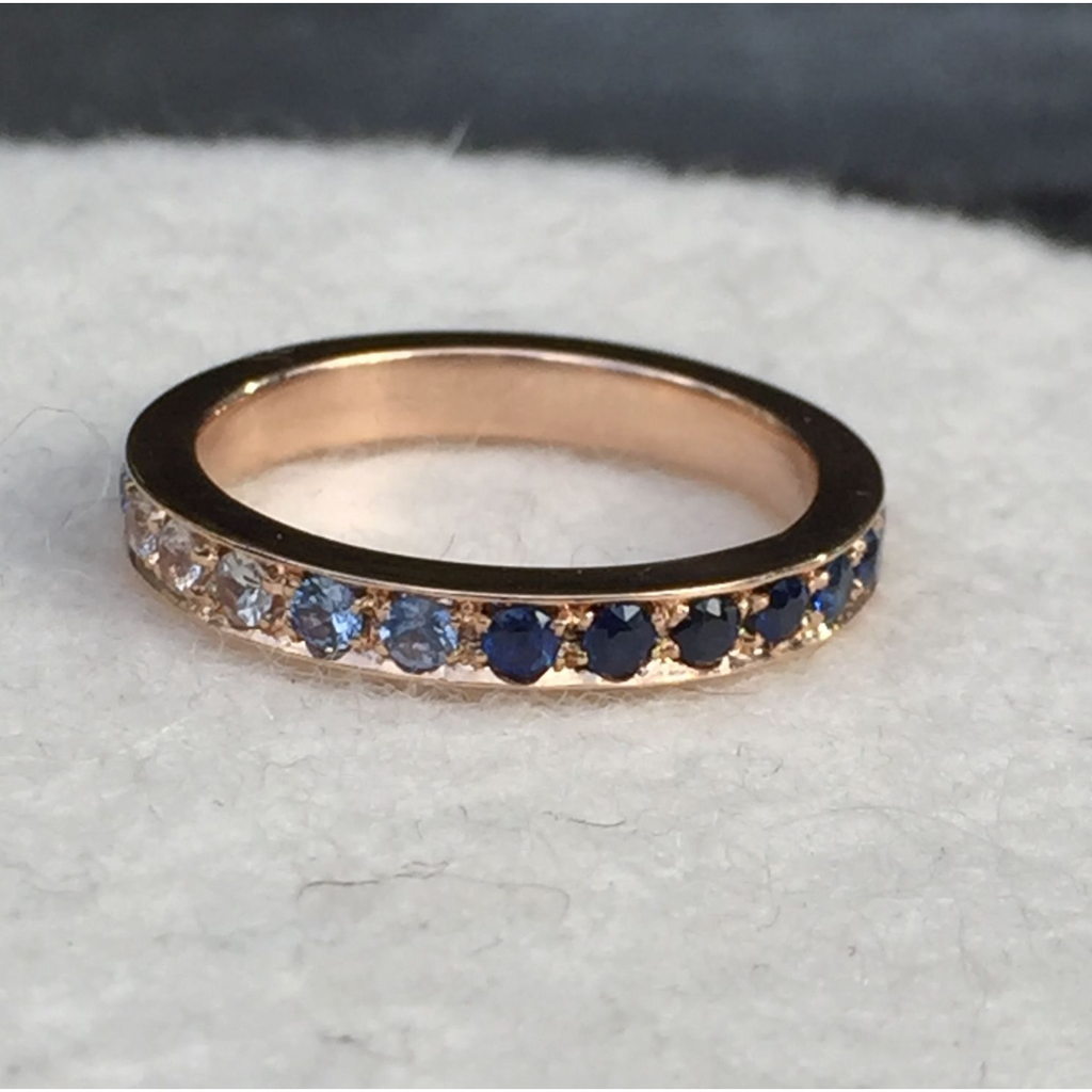 Blue Sapphire Eternity Ring in Rose Gold