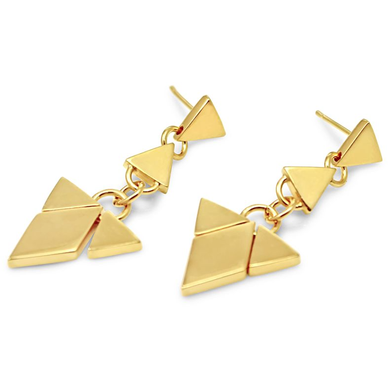 Diamond Triangle Chandelier Earrings in Gold