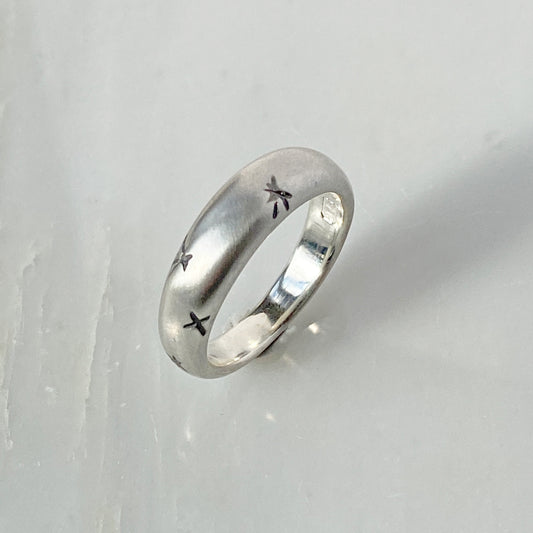 Moon And Stars Bombe Ring Silver