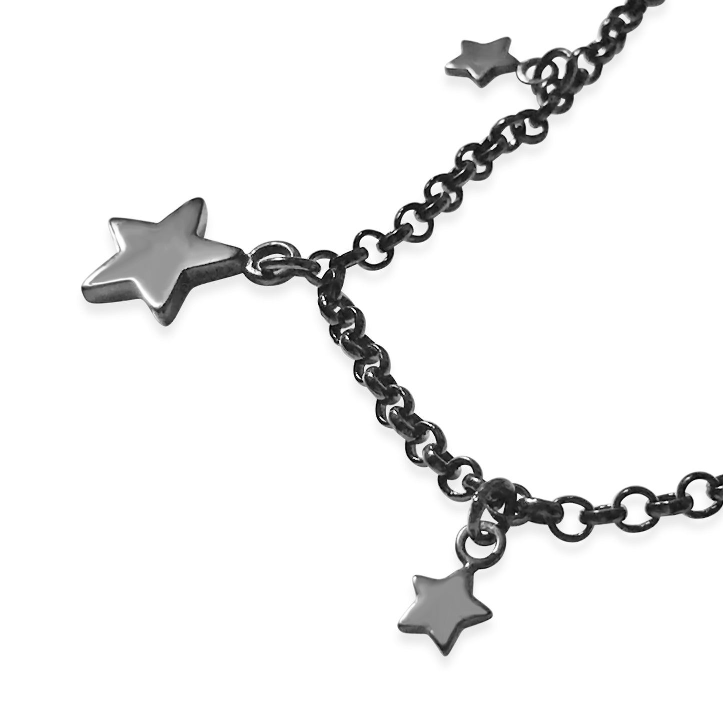 Star Charm Bracelet Black Ruthenium