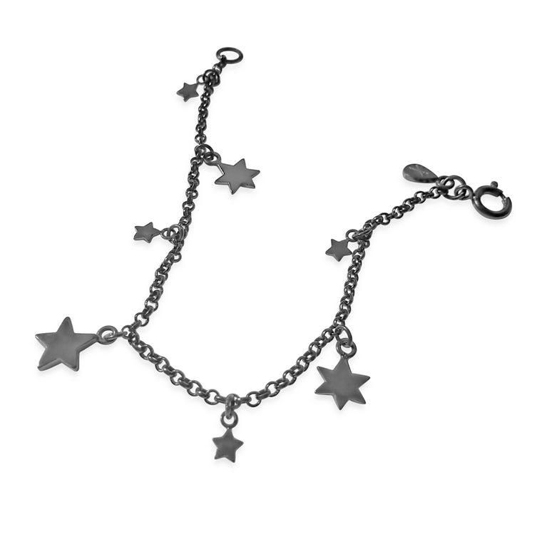 Star Charm Bracelet Black Ruthenium