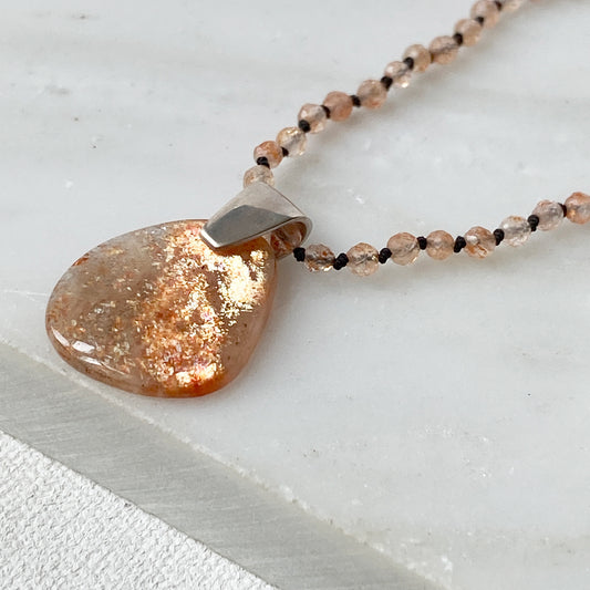 Sunstone Knotted Necklace