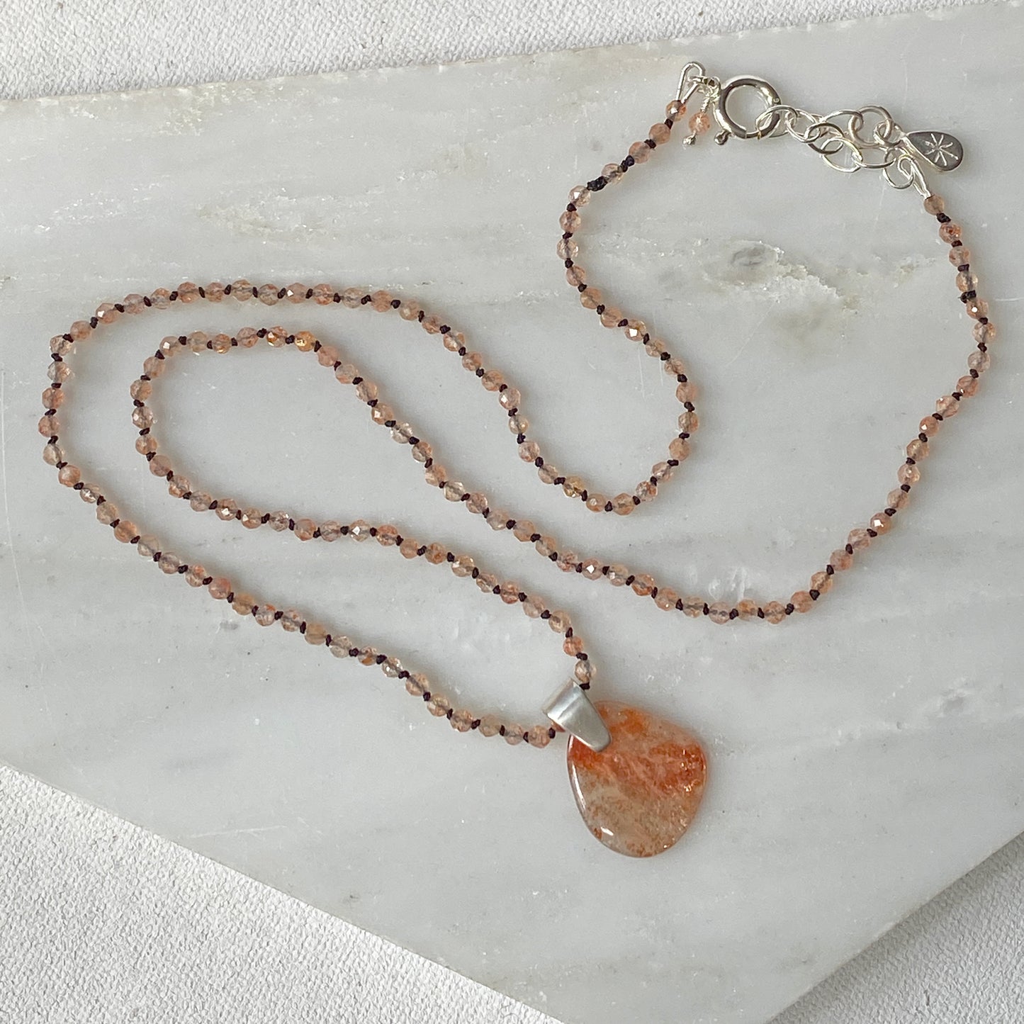 Sunstone Knotted Necklace