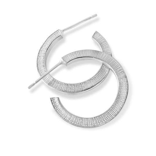 Textured Silver Hoops