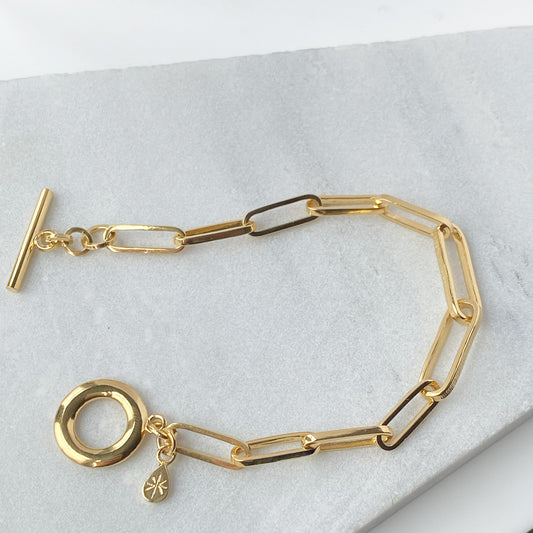 T Bar Chain Bracelet Gold