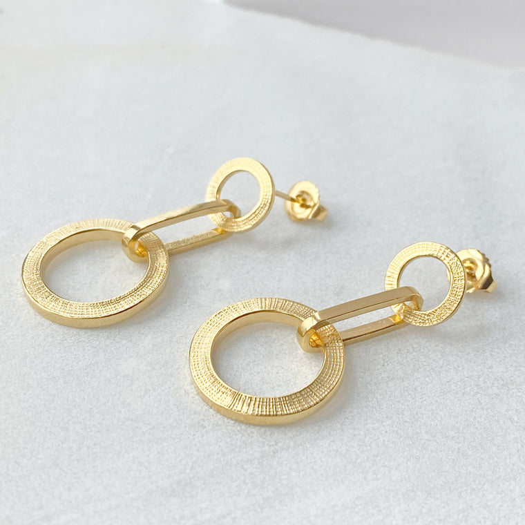 Textured Chain Earrings Gold