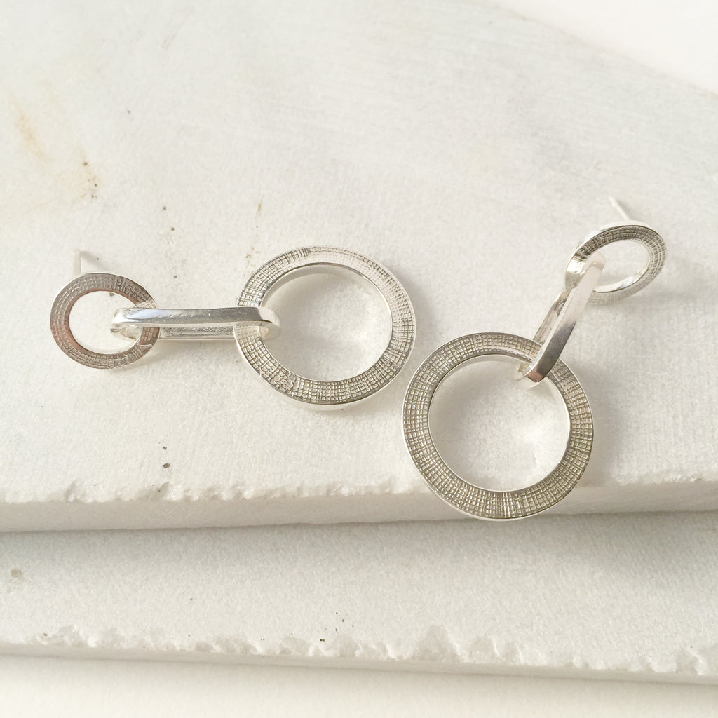 Textured Chain Earrings Silver