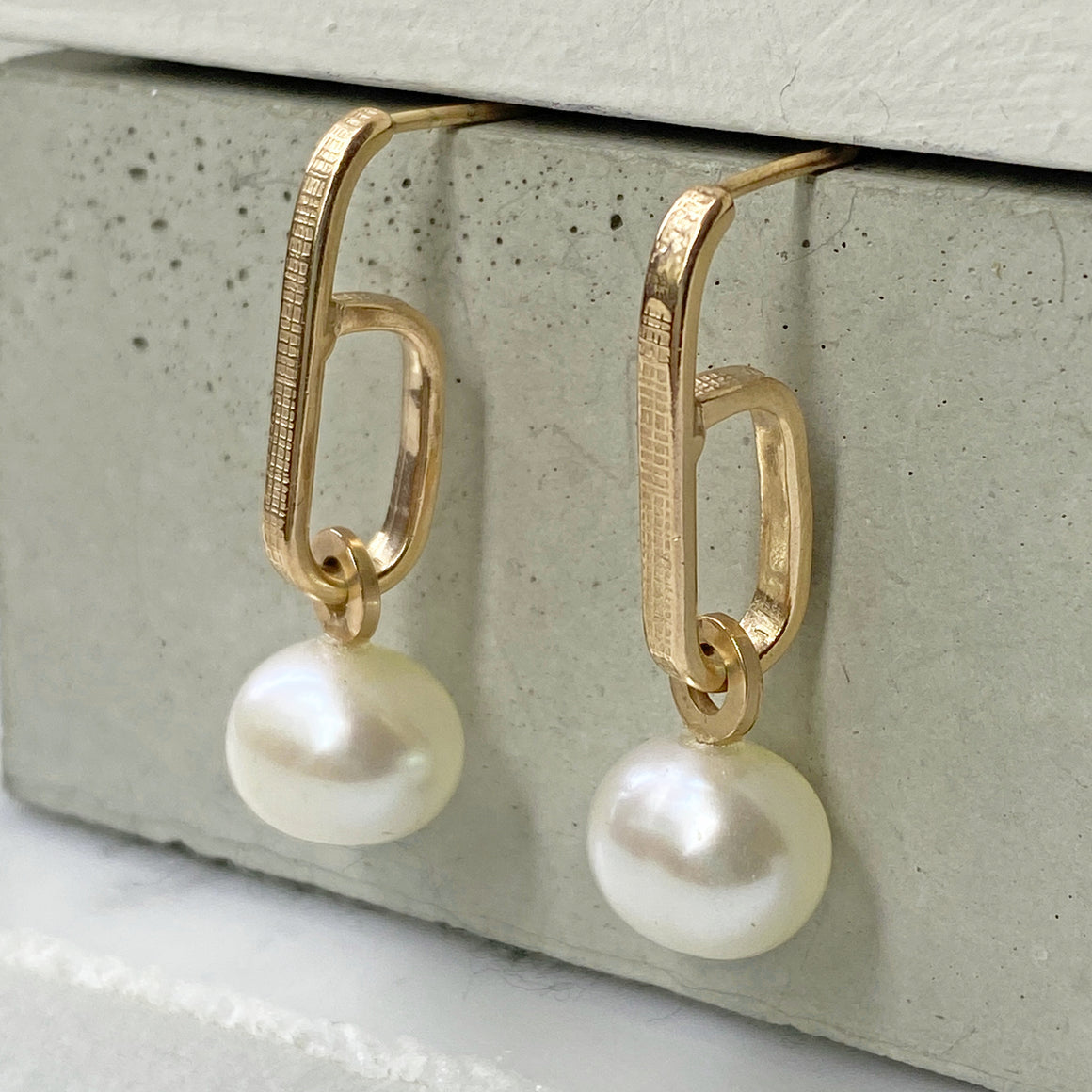 Pearl Drop Hoop Gold Earrings