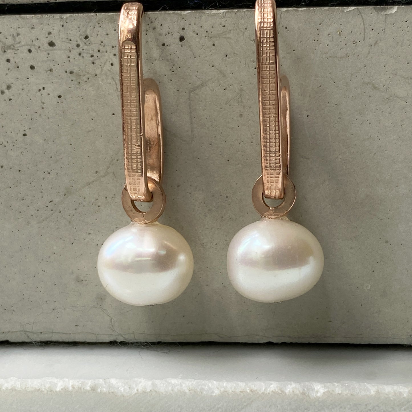 Pearl Drop Hoop Gold Earrings