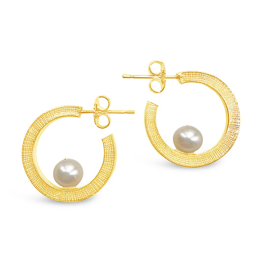 Pearl Hoop Earrings Gold