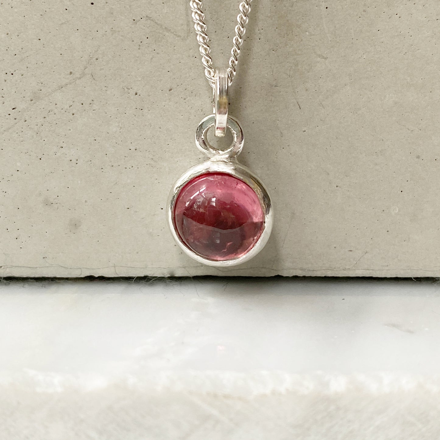 Birthstone Orb Tourmaline Silver Pendant