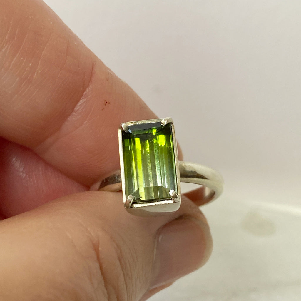 Green Bi Tourmaline White Gold Ring