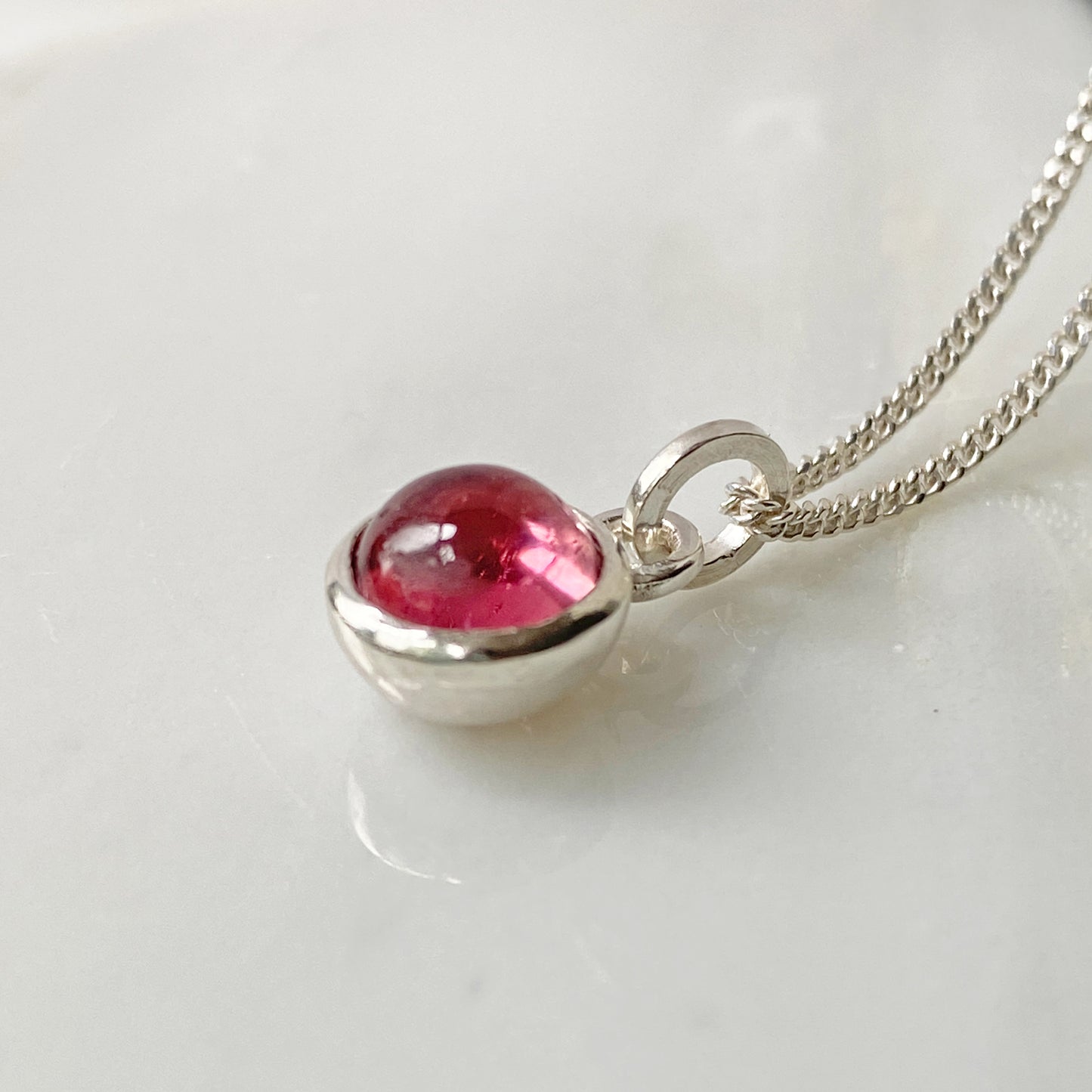 Birthstone Orb Tourmaline Silver Pendant