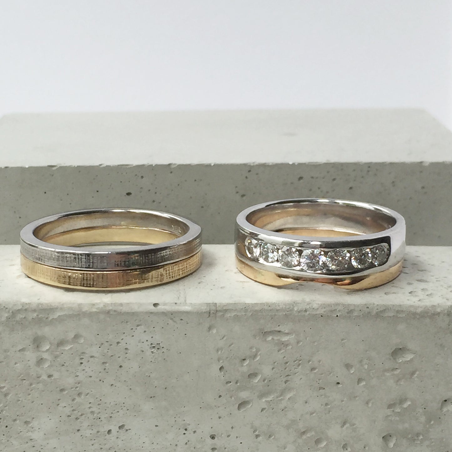 Mixed Gold Textured Wedding Band