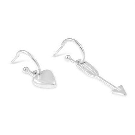 Heart & Arrow Earrings in Silver