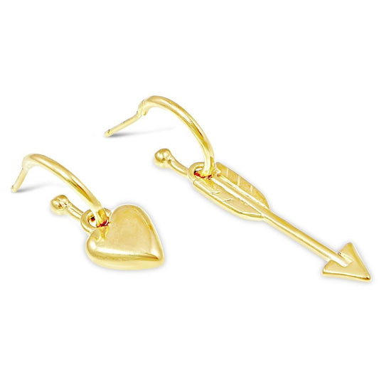 Heart & Arrow Earrings in Gold