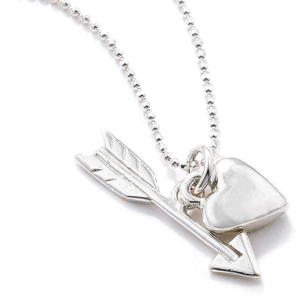 Heart and Arrow Pendant in Silver